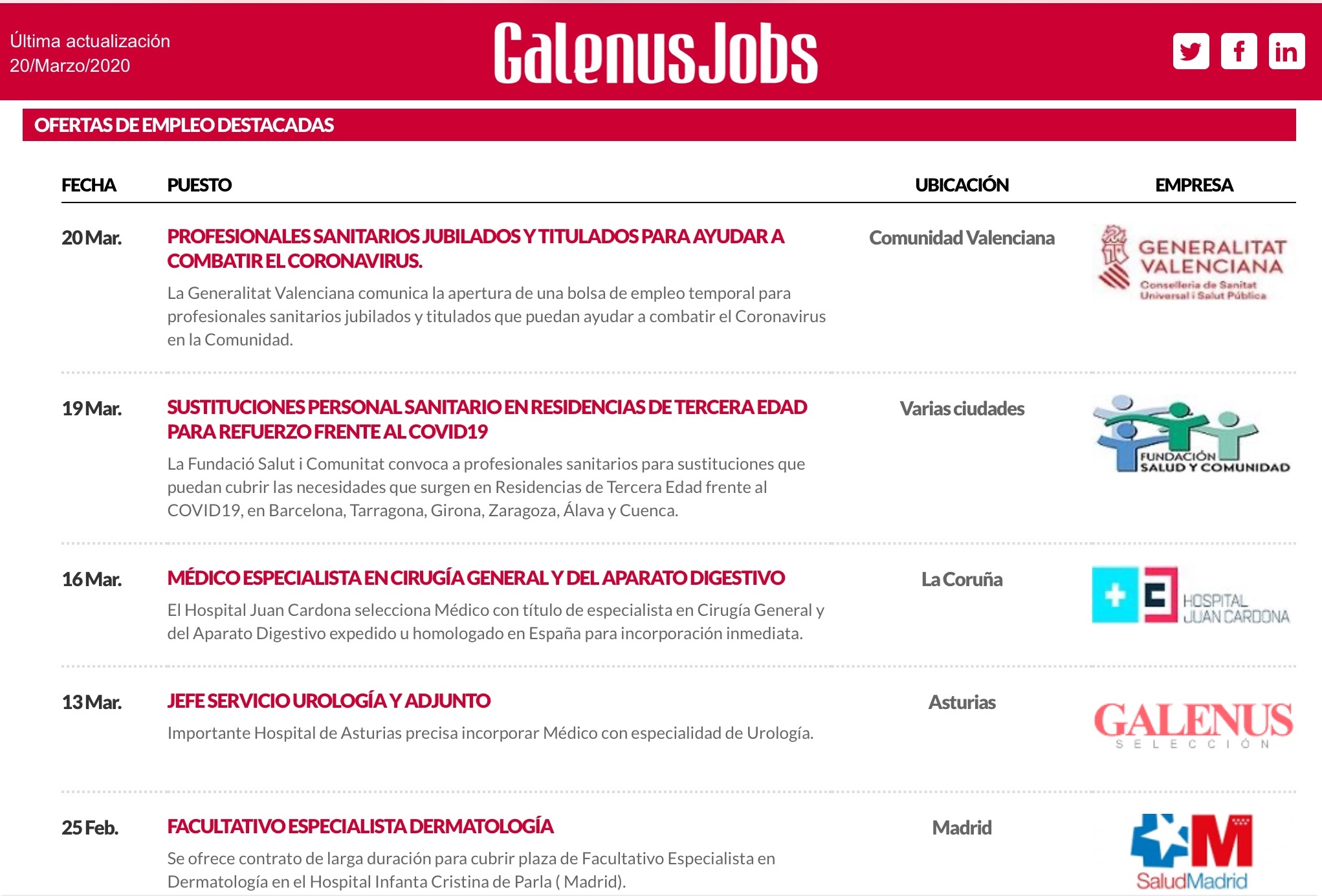 GalenusJobs portal de empleo sanitario